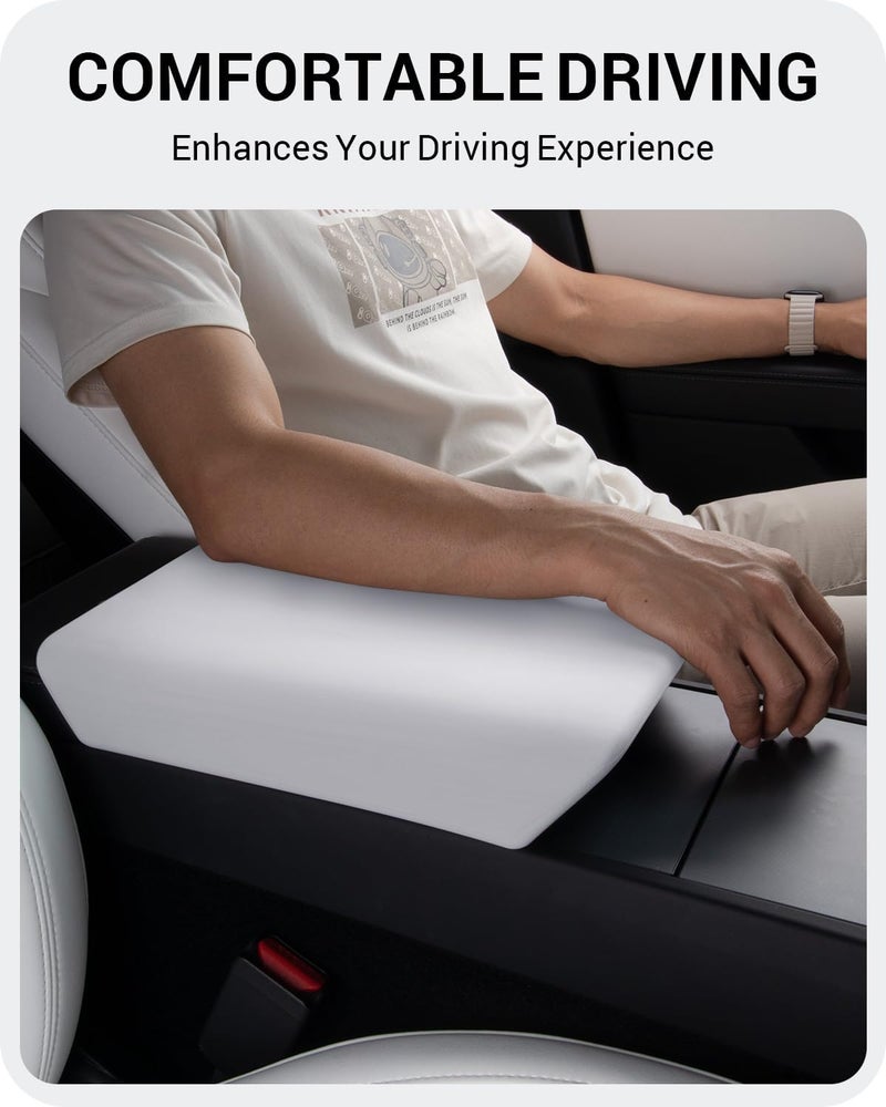 Basenor Center Console Armrest Cover for 2025 2026 Tesla Model Y Juniper/Model 3 Highland [Non-Slip] [No Logo] Arm Rest Protector Accessories TPU White (Standard/Premium/Performance) - Image 4